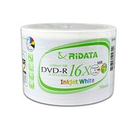 Ritek Ridata White Inkjet Hub Printable 16X DVD-R Media 100 Pack in Plastic Wrap (DRD-4716-RDIW50N)