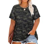 RITERA Women's Plus Size Crewneck Tops Short Sleeve Oversized T Shirt for Women Spring Summer XL 5XL, A1-camo, XXL Plus