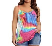RITERA Women's Plus Size Tank Tops Flowy Tops Adjustable Strappy Loose Shirts XL-5XL, A-tie Dye, XXX-Large Plus