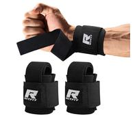 RitFit Lifting Straps + Wrist Protector For Weightlifting, CrossFit, Bodybuilding, MMA, Powerlifting, Strength Training - With Neoprene Padding ~ Men & Women - One Size Fits All (Black)