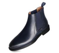 RITIZEN Men's Chelsea Boots Leather Dress Boots Lightweight Casual Chukka Ankle Boots Classic Elastic Dress Boots for Men, Navy, 8 UK