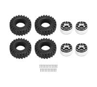 RiToEasysports 1.0 Crawler Wheels, Aluminum Alloy RC Wheels Rims Soft Rubber Tires with 5 Star Hub for Off Road Challenges (Black)