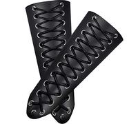 RiToEasysports 1 Pair Arm Gurad,Unisex Gauntlet Archery Wrist Guard Lace Up Leather Armguard for Recurve Bow Compound Bow (Black)