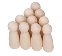 RiToEasysports 10-Pack Wooden Peg Figures Painted Art Dolls for DIY Crafts Fun Creative Projects for Kids (Female Puppet)