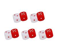 RiToEasysports 10 Piece Heart Shaped Dice Set, Plastic Red White Gaming Dice with Cute Lovely Design, for Card Games Parties Travel