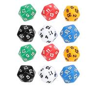 RiToEasysports 12Pcs Dice Set, 6 Colors 20 Sided Plastic Teaching Dice for Board Games Education, with Anti Oxidation Design