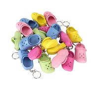 RiToEasysports 20 Pieces Small Shoes Keychains Exquisite Workmanship Silicone Process Keychains for DIY Backpack, Light Blue Green Pink Yellow Peach