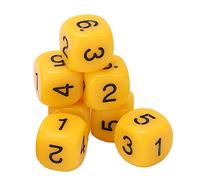 RiToEasysports 20pcs 6 Sides Plastic Number Dice, Bright Colors Round Corner Design, Non Fade Numbers, with Glossy Finish, for Board Games and Math Teaching (Yellow)