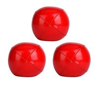 RiToEasysports 3 Pcs Juggling Ball Set PU Leather Juggling Balls 6.3 Cm with Net Bag Soft Grip Lightweight for Beginner and Professionals Kids Practice Clown Toss Training Red (Red)