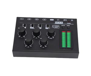 RiToEasysports 4 Channel Mini Mixer Take Your Mix Anywhere, LED Display Compact Sound Mixer with Studio Quality Sound on a Budget, for PC CD Phone, USB Powered, Mix Multiple Sources Like a Pro,