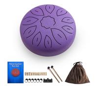 RiToEasysports 6 Inch Steel Tongue Drum, 11 Notes C Key Handpan (Purple)