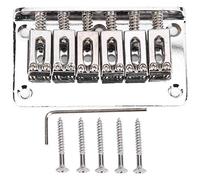 RiToEasysports 6-String Fixed Bridge, Electric Guitar Hardtail Saddle Bridge Replacement Parts with Wrench 78 mm (Silver)