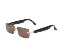RiToEasysports AI Translation Glasses, Smart Bluetooth Translator Sunglasses Support GPT DeepSeek Model with Real Time Voice Translator for Business Travel Conference (Gold Brown)
