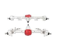 RiToEasysports Axle, Aluminum Alloy Front Rear Axles Set Assembly Upgrade Part for 1/10 RC SCX10 II Car (Silver and Red)
