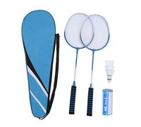 RiToEasysports Badminton Racket Set,Iron Alloy Badminton Set with 3 Shuttlecocks for Beginner Child Adult (Blue)
