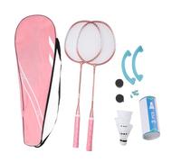 RiToEasysports Badminton Racquets Set, Iron Alloy Lightweight Shock Absorption Badminton Racket Set with Slim Shaft High Elasticity for Beginner Children Adults (Pinkish)