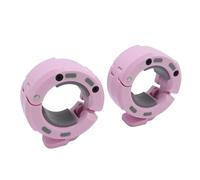 RiToEasysports Barbell Clamps, 2PCS Barbell Clips Weight Plate Lock Collars for 50mm Barbells with Magnetic Quickly Release Silicone Grip Lever Style Opening (Pink Grey)