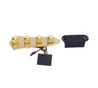 RiToEasysports Bass Guitar Preamp Control Board, Prewired 3 Stage Guitar Control Plate Assembly Replacement with Metal Knobs for Active or Passive Mode (Golden)