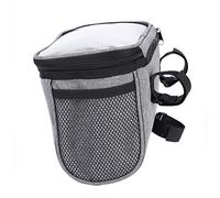 RiToEasysports Bike Handlebar Bag, Reflective Polyester Cycling Front Pouch | Gray Storage Accessory, Tear-resistant Fabric, Secure 3 Hook and Loop Mounting, Night Riding Safety Stripe, Fits