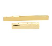 RiToEasysports Brass Guitar Nut and Saddle Set, Musical Instrument Accessories for 6 String Acoustic Guitar, Golden Color (Upper pillow with 76 lower pillow)