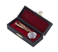 RiToEasysports Brass Miniature Trumpet with Detailed Design for Home Office Decor and Music Lovers (2.56in)