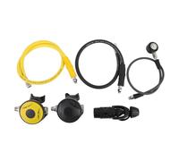 RiToEasysports Dive Regulator Set, Aluminum Alloy 1 First Stage 2 Second Stages Regulator Pressure Gauges with 2 Hoses for Underwater Breathing System