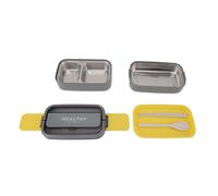 RiToEasysports Double Layer Box Leakproof Portable Lunch Box for Work School Office 1400ml Capacity Stainless Steel (Gray)