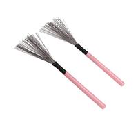 RiToEasysports Drum Brushes, 1 Pair Wire Brushes Drum Stick Brush Steel Wire Maple Wooden Handle for Jazz Drums Kit with Comfortable Rubber Handles (Roseate)