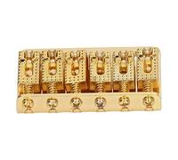 RiToEasysports Electric Guitar Bridge, Shiny Metal Hardtail Fixed Bridge for 6-String Guitar with Adjustable Intonation and Treble Level, Easy Installation for Musicians, Iron-Copper (Gold)