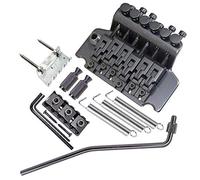 RiToEasysports Electric Guitar Tremolo Bridge, Durable 6-String Double Roller Saddle for Easy Installation, Suitable for Electric Guitarists, Made of Zinc Alloy (Black)