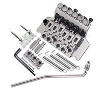 RiToEasysports Electric Guitar Tremolo Bridge, Durable 6-String Double Roller Saddle for Easy Installation, Suitable for Electric Guitarists, Made of Zinc Alloy (Silver)