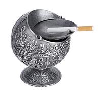 RiToEasysports Exquisite Carving Round Ball Ashtray Storage Box Decor - for Home Hotel Club Decor (tin castle)