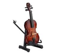 RiToEasysports Exquisite Lifelike Design Mini Violin Decor with Stand & Bow, Complete Display Set, Durable Basswood Craftsmanship, Versatile Home Decor, Thoughtful for Music Lovers (7cm)