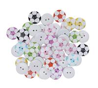 RiToEasysports Football Pattern Wood Button 50PCs Colorful Decorative Sewing Accessories for Clothing Craft