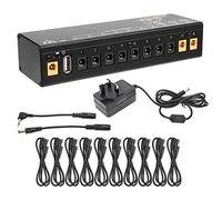 RiToEasysports Guitar Pedal Powers Supply, 10 Outputs Isolated Short Circuit Over Current Protection with USB Port for Electric Guitar Effect Board and Phone Charging (UK Plug)