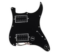 RiToEasysports Guitar Pickguard Scratch Plate, 11 Hole Black 3Ply PVC Electric Guitar Pickguard Replacement for USA Mexico Strats, Prewired HH Style with Pickups for Easy