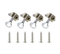 RiToEasysports Guitar Tuning Pegs, 4Pcs Ukulele Tuning Pegs Machine Heads String Knobs 2 Left 2 Right Open Gear Tuners Replacement Accessory with Screws for Ukulele Guitar (Silver)