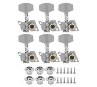 RiToEasysports Guitar Tuning Pegs, Guitar Locking Tuners Keys Machine Heads Replacement Parts Silver For Electric Acoustic Ukulele (Set of six right buttons)