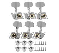 RiToEasysports Guitar Tuning Pegs, Guitar Locking Tuners Keys Machine Heads Replacement Parts Silver For Electric Acoustic Ukulele (Three left, three right, six sets)