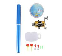 RiToEasysports High Hardness Fiberglass Fishing Rod, Pen Portable Pocket Size Lightweight Aluminum Rod with Reel for Outdoor Fishing (Blue)