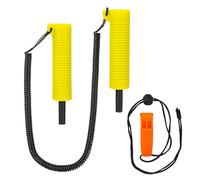RiToEasysports Ice Auger, Retractable Ice Drill with Extendable Long Rope and Safety Whistle, Protective Cover, Nails for Self Rescue, for Fishing and Skating (Yellow)