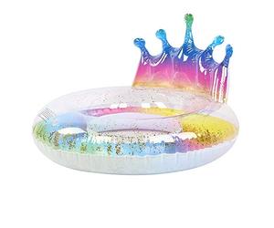 RiToEasysports Inflatable Swim Ring with Sparkling Queen Crown, | Thickened PVC Material, Safe Air Plug, Lightweight Portable for Pool Travel, Outdoor Water Safety Float