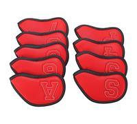 RiToEasysports Iron Head Covers, Waterproof PU Club Iron Head Covers Set with Sealed Hook and Loop, Thick Plush Lining, 9 Pcs Club for Golfers (Red)