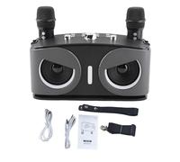 RiToEasysports Karaoke Machine, Portable BT 5.3 Speaker with 2 Wireless Microphones, Dual Speaker 3D Sound, One-Touch Vocal Removal, Voice Changer, RGB Stage Lights, for Home Party Outdoor KTV (Gray)
