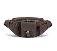 RiToEasysports Leather Fanny Pack, Vintage Cowhide Travel Bag with Multiple Pockets for Men, Adjustable Strap for Outdoor Sports (Brown)