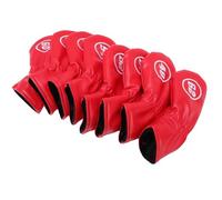 RiToEasysports Lightweight and Durable Golf Iron Head Covers, 8 Pieces 48, 50, 52, 54, 56, 58, 60, 62 Degree Mark for Brassie, Convenient Set with Soft PU Material, Excellent Protection for (Red)
