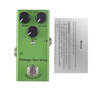 RiToEasysports Mini Guitar Vintage Overdrive Effector Aluminum Guitar Vintage Overdrive Pedal True Bypass 9V Drive Volume Tone Controls for Electric Practice Stage Recording