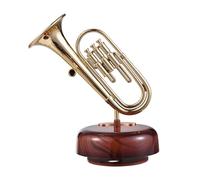 RiToEasysports Mini Instruments, Trumpet Music Box Wind Up Musical Gift with Rotating Base and Calming Melody for Christmas Birthday Valentine's Day Mother's Day (Trumpet)