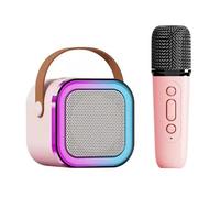 RiToEasysports Mini Karaoke Machine with Wireless Microphone and Light Effects for Home Party and Outdoor Activities Portable Karaoke System (Pink with 1 Microphone)