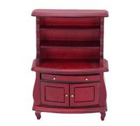 RiToEasysports Miniature Dollhouse Bookshelf, European Style Wooden Display Shelf for Collectors (Red)